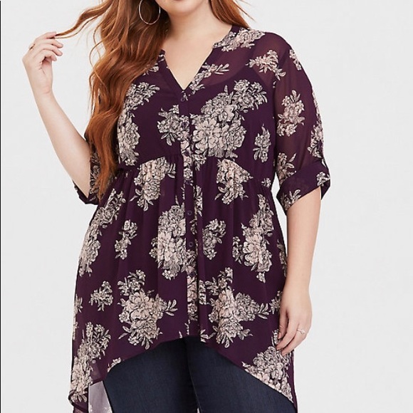 Torrid hi-lo chiffon blouse - Picture 4 of 6